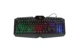 Клавиатура Gembird KB-G410L, USB, черный, 114 кл., м/медиа, Rainbow, кабель 1.5м