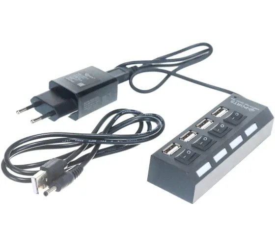 Концентратор Gembird USB 2.0 с подсветкой и выключателем, 4 порта, блистер UHB-U2P4-02-0
