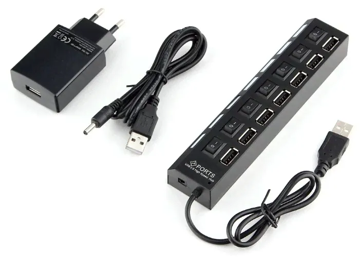 USB-концентратор Gembird UHB-U2P7-02, разъемов: 7, черный-3